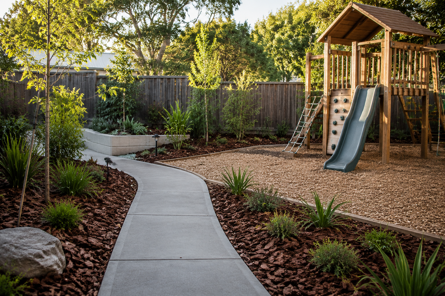 Concrete poured for a small garden project
